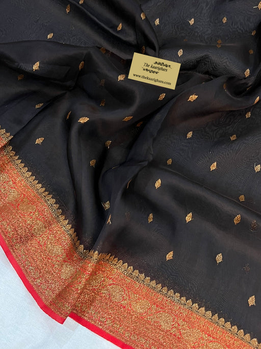 Buy Black kora banarasi saree