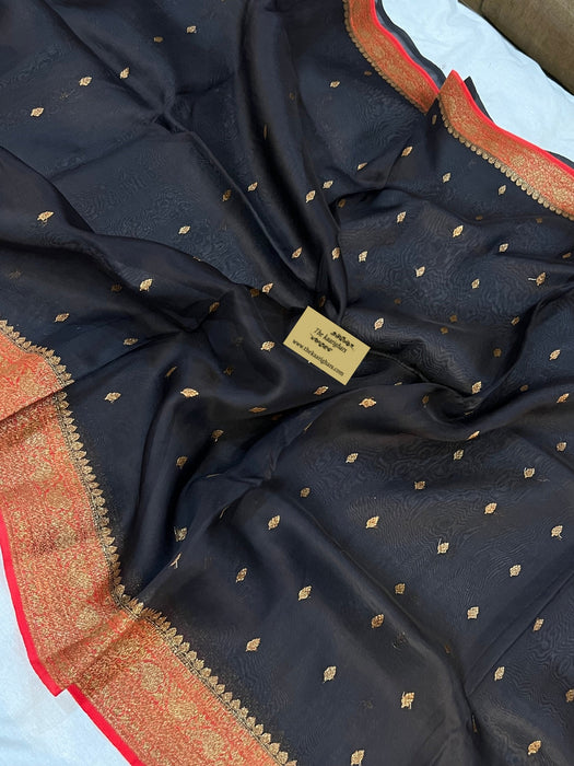 Black Pure Kora Banarasi Handloom Saree