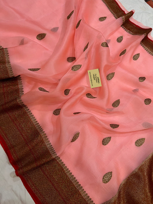 Plum Pure Kora Banarasi Handloom Saree