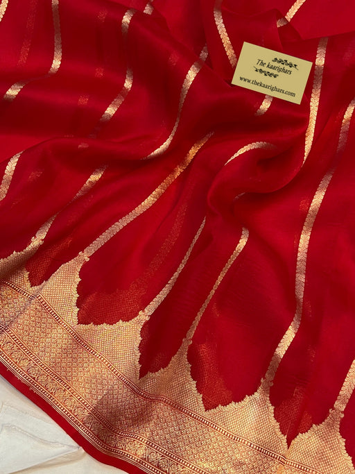 Buy red kora banarasi saree