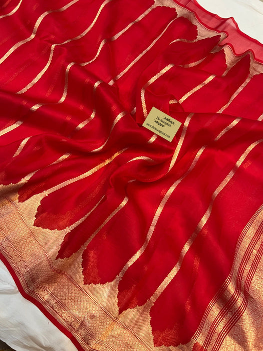 Red Pure Kora Banarasi Handloom Saree