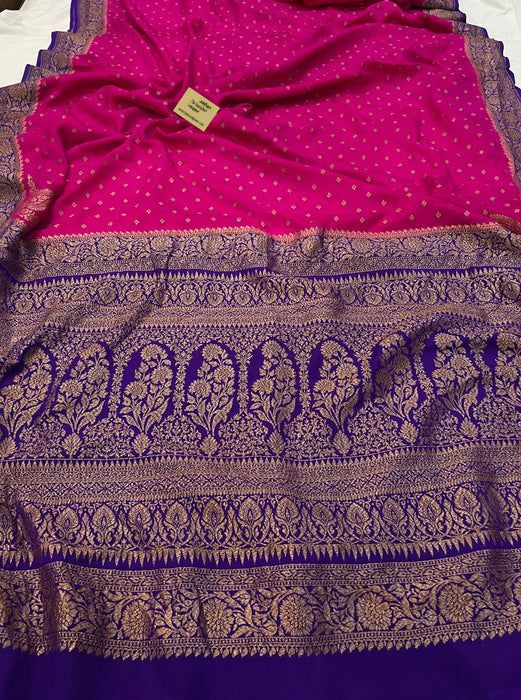 Rani Pure Khaddi Crepe Banarasi Handloom Saree