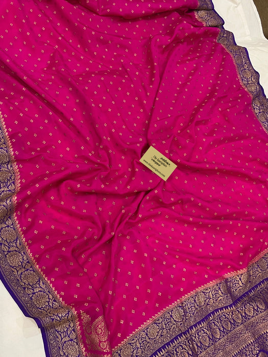 Rani Pure Khaddi Crepe Banarasi Handloom Saree