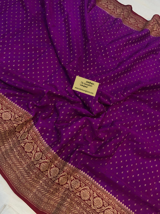 Purple Pure Khaddi Crepe Banarasi Handloom Saree