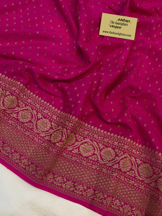 Pink Pure Khaddi Crepe Banarasi Handloom Saree