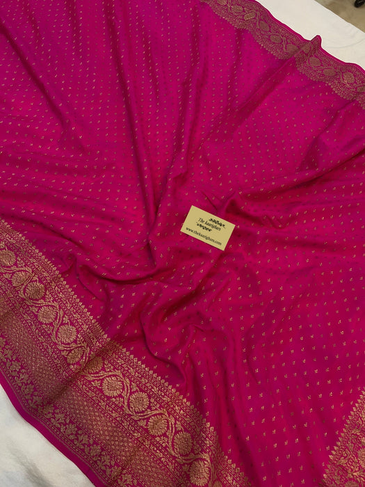 Pink Pure Khaddi Crepe Banarasi Handloom Saree