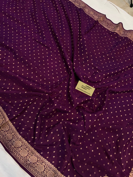 Magenta Pure Khaddi Crepe Banarasi Handloom Saree