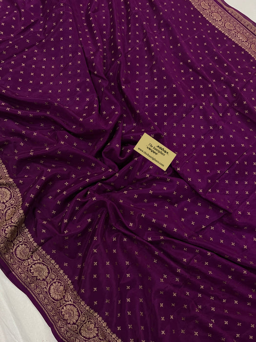 Magenta Pure Khaddi Crepe Banarasi Handloom Saree