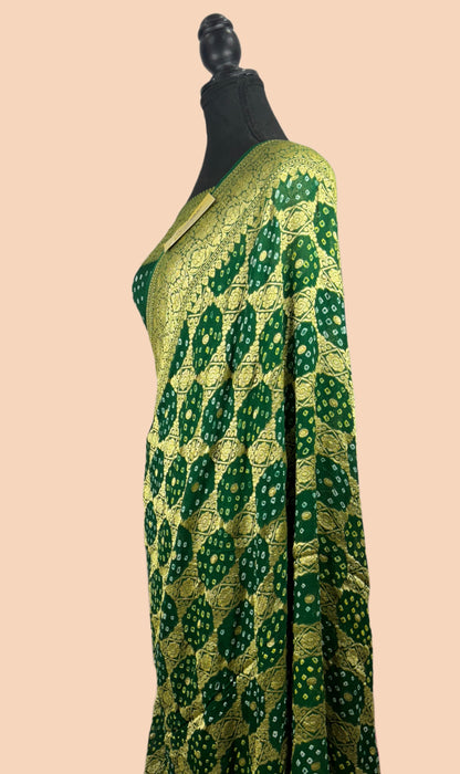 Pure Khaddi Bandhani Banarasi Saree