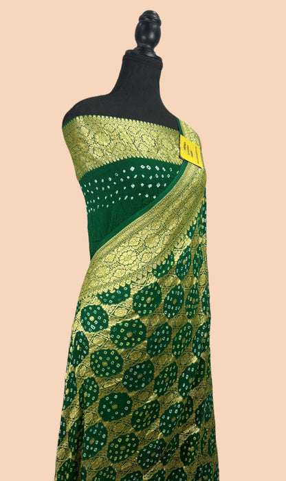 Pure Khaddi Bandhani Banarasi Saree