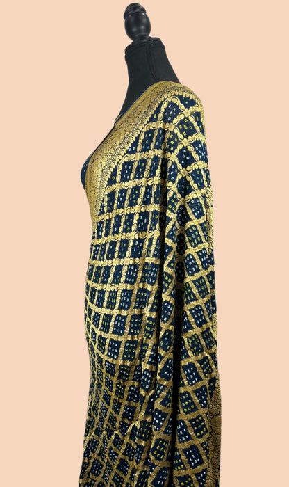 Pure Khaddi Georgette Bandhani Banarasi Saree
