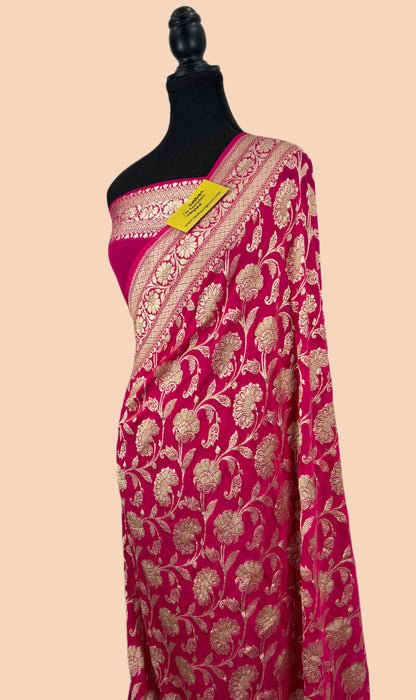 Black Pure Khaddi Georgette Banarasi Saree - Water Zari