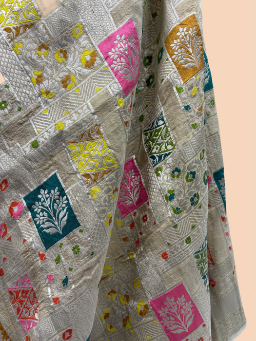 Pure Tussar Georgette Banarasi Handloom Saree - Meenakari Work