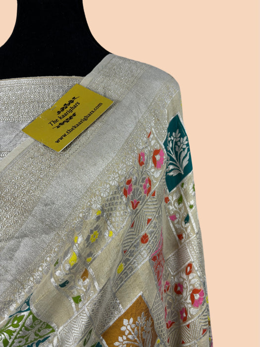 Pure Tussar Georgette Banarasi Handloom Saree - Meenakari Work