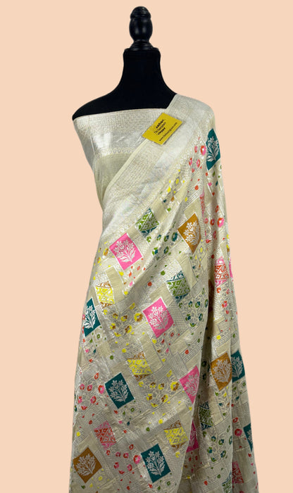 Pure Tussar Georgette Banarasi Handloom Saree - Meenakari Work
