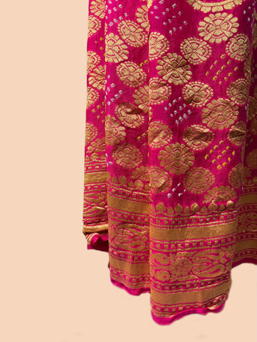 Pure Khaddi Georgette Bandhani Banarasi Saree