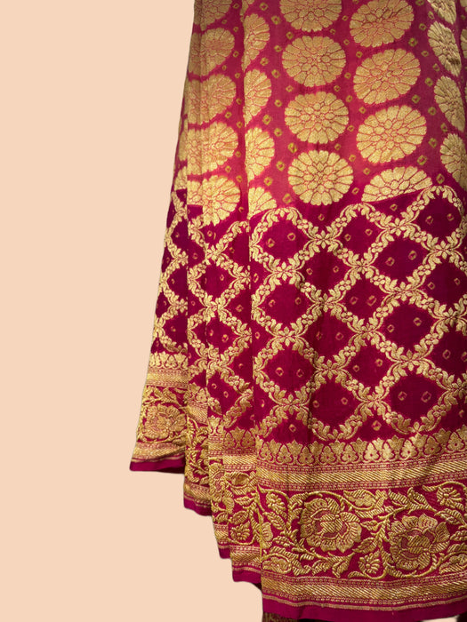 Pure Khaddi Georgette Bandhani Banarasi Saree