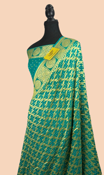 Pure Khaddi Georgette Bandhani Banarasi Saree