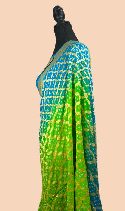 Jahnvi Kapoor Pure Khaddi Georgette Banarasi Handloom Saree - Bandhani