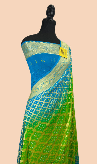Jahnvi Kapoor Pure Khaddi Georgette Banarasi Handloom Saree - Bandhani