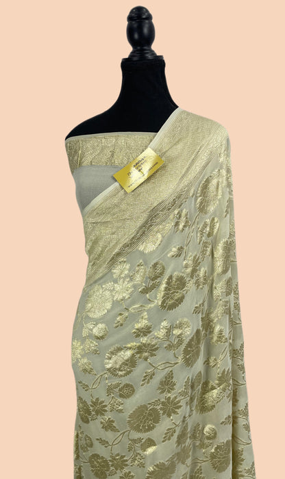 Pure Khaddi Georgette Banarasi Saree - Water Zari