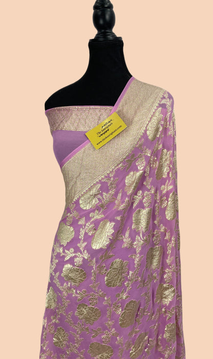 Pure Khaddi Georgette Banarasi Saree - Water Zari