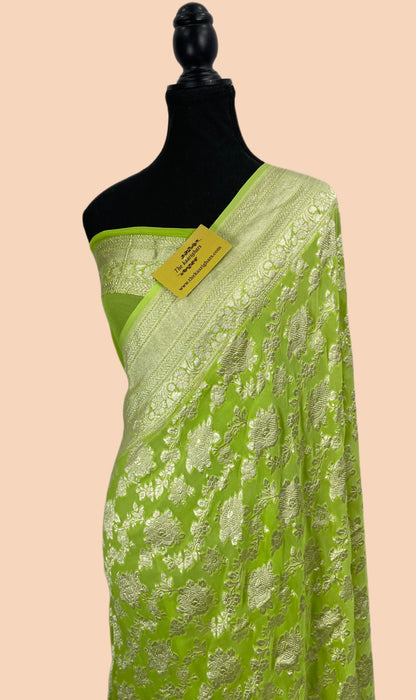 Pure Khaddi Georgette Banarasi Saree - Water Zari