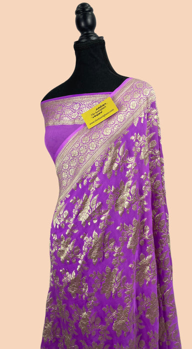 Pure Georgette Banarasi Saree - Water zari