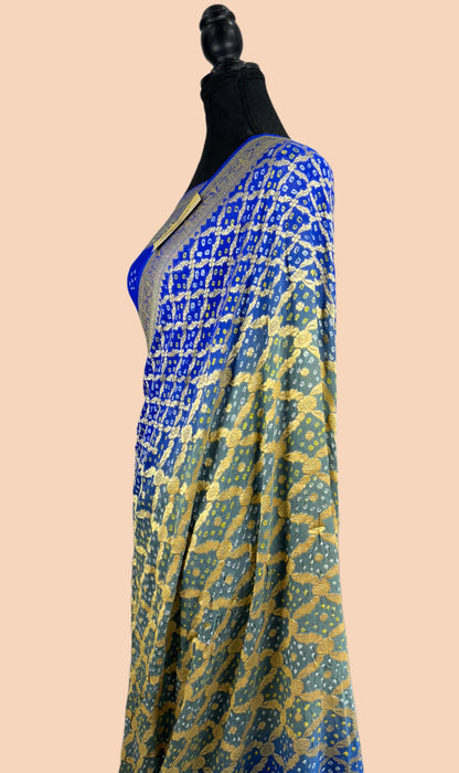 Pure Khaddi Georgette Bandhani Banarasi Saree