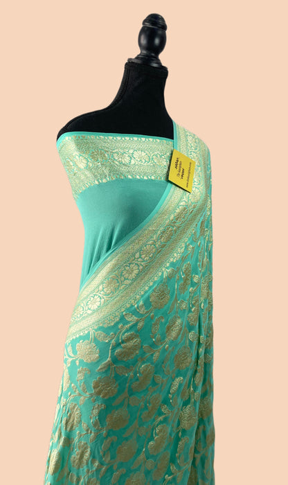 Pure Khaddi Georgette Banarasi Saree - Water Zari