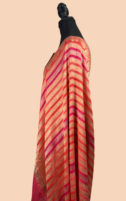 Rangkat Pure Khaddi Georgette Banarasi Handloom Dupatta - Hand Meenakari