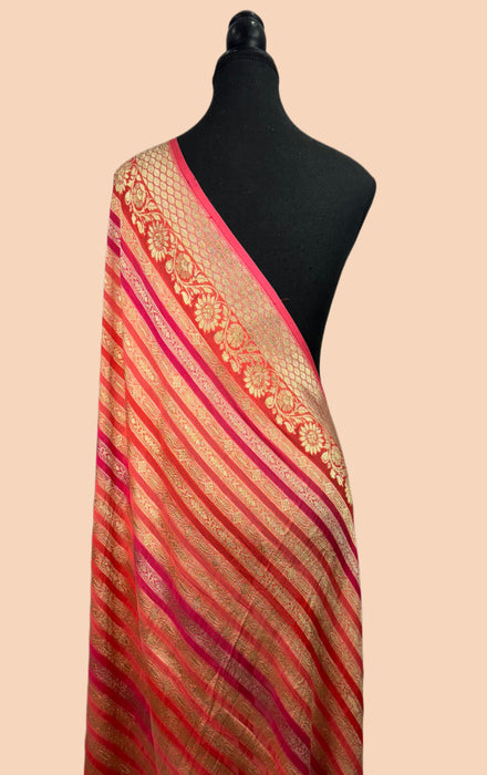 Rangkat Pure Khaddi Georgette Banarasi Handloom Dupatta - Hand Meenakari