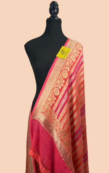 Rangkat Pure Khaddi Georgette Banarasi Handloom Dupatta - Hand Meenakari