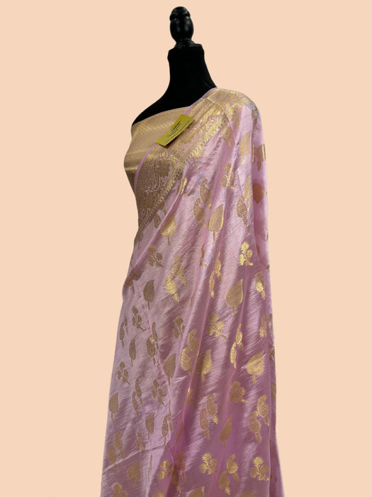 Plum Pure Dupion Banarasi Handloom Saree