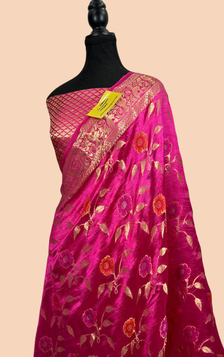 Rani Pure Dupion Banarasi Handloom Saree - Meenakari