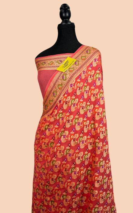 Pure Khaddi Chiffon Banarasi Handloom Saree