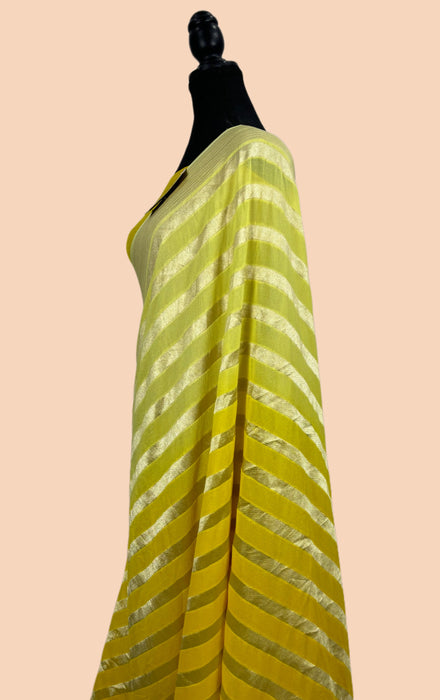 Double shaded Khaddi Georgette Banarasi Handloom Saree - Water Zari
