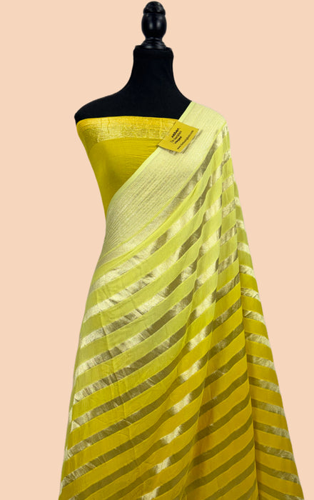 Double shaded Khaddi Georgette Banarasi Handloom Saree - Water Zari