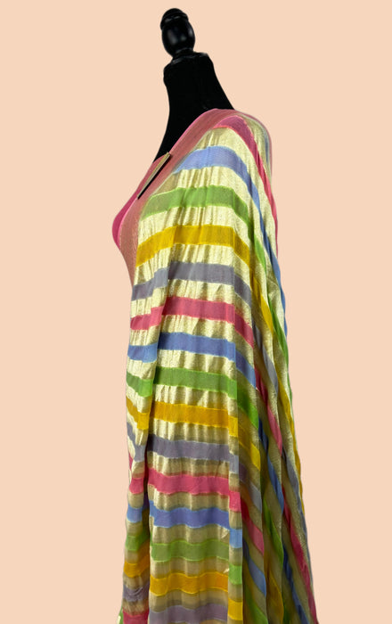 Rangkat Khaddi Georgette Banarasi Handloom Saree - Hand Meenakari