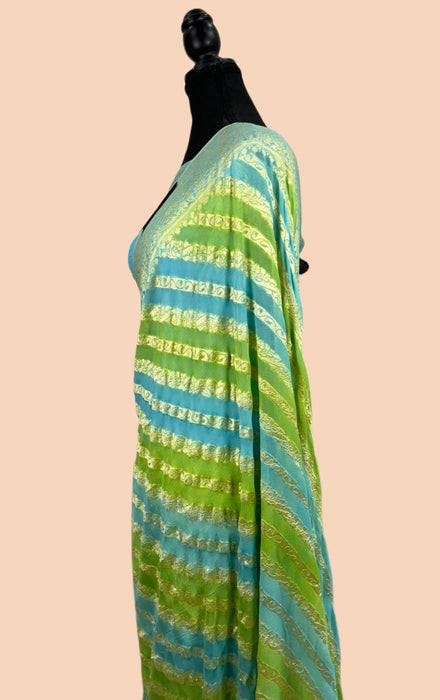 Rangkat Khaddi Georgette Banarasi Handloom Saree - Hand Meenakari