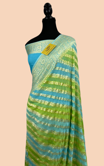 Rangkat Khaddi Georgette Banarasi Handloom Saree - Hand Meenakari