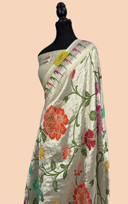 Pure Tussar Georgette Banarasi Handloom Saree - Paithani