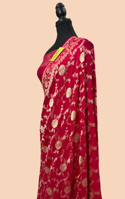 Rani Khaddi Georgette Banarasi Saree - Water Zari