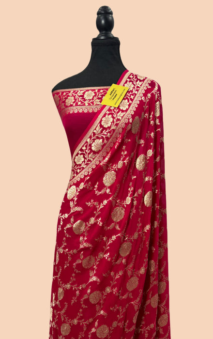 Rani Khaddi Georgette Banarasi Saree - Water Zari