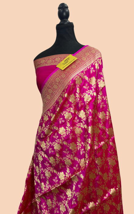 Rani Pure Katan Banarasi Handloom Saree - Sona Jaal Work