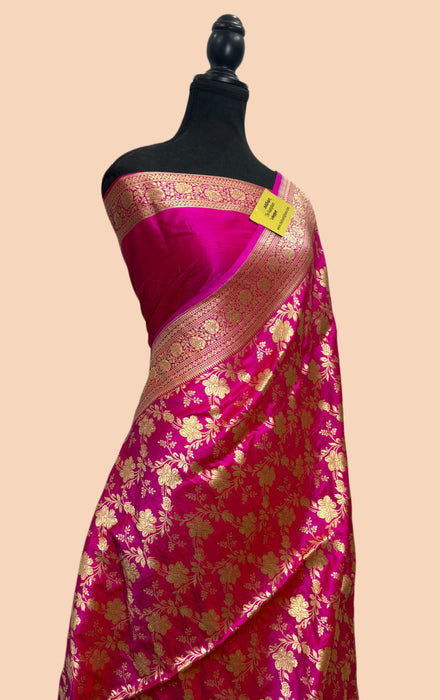 Rani Pure Katan Banarasi Handloom Saree - Sona Jaal Work