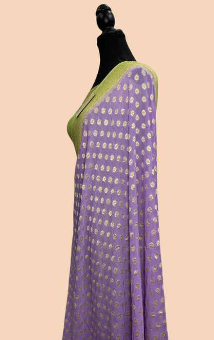 Lavender Khaddi Georgette Banarasi Handloom Saree - Water Zari