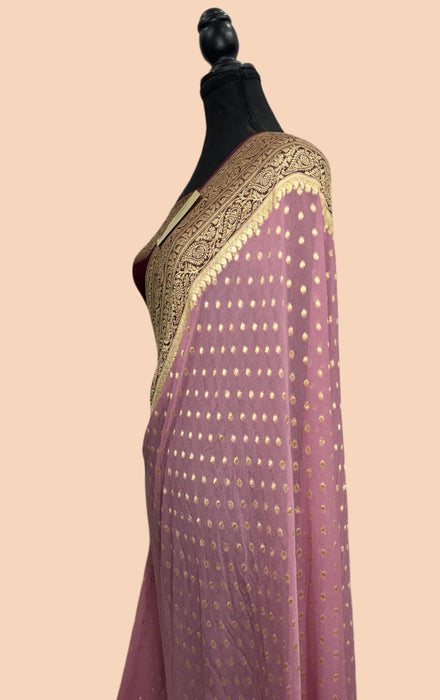 Pure Khaddi Georgette Banarasi Handloom Saree - Water Zari