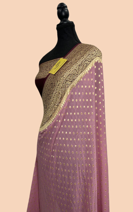Pure Khaddi Georgette Banarasi Handloom Saree - Water Zari