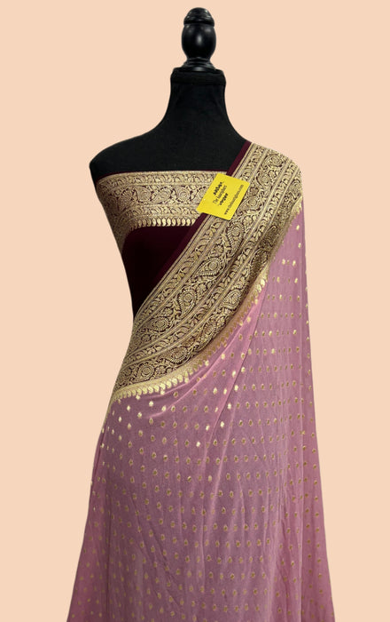 Pure Khaddi Georgette Banarasi Handloom Saree - Water Zari